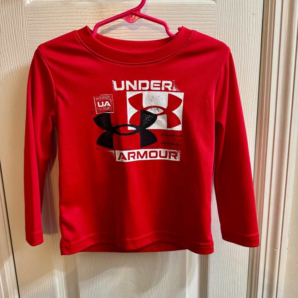 Under Armour Kids Red Graphic Long Sleeve Tee